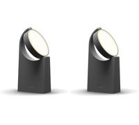 Philips - Pedestal de exterior con luz orientable Mimosa 7W Luz Cálida 2700k, protección IP44 (Paquete de 2)