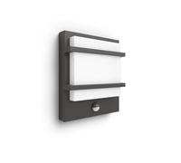 PHILIPS Lighting: Aplique pared Exterior Ultraeficiente Petronia, 3.8W, 2700K, Antracita, con sensor movimiento, resistente intemperie IP44