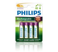 Philips Pilas AA HR6 Recargables - NiMH 1.2V - hasta 500 Cargas - 2500mAh