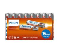 Philips Pilas AAA LongLife - RO3 Micro 1,5 V LongLife - Pilas alcalinas Paquete económico de 16 Unidades