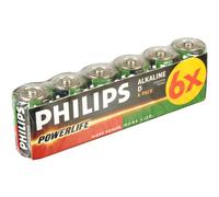 Philips Pilas alcalinas LR20P12 D, paquete de 6