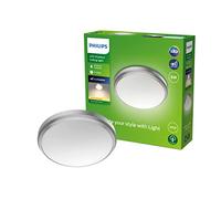 Philips - Plafón Philips Doris, lámpara de techo LED de exterior, color níquel, luz blanca cálida, 6W