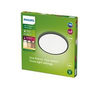 Philips - Plafón Philips SuperSlim, lámpara de techo LED de exterior, color negro, luz blanca cálida, 15W