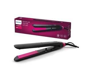 Philips Plancha Alisadora con Placas de Cerámica y Queratina de 100 mm, Cepillo Alisador para Estilizar y Peinar con Tecnología ThermoProtect, hasta 220°C en 1 minuto, en Negro y Rosa, BHS375/00