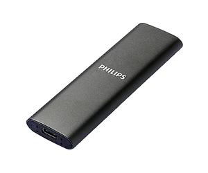 Philips Portable Externe SSD 500 GB Slim, Delgado, SATA Speed USB-C, USB, Lectura hasta 540 MB/s, Escritura hasta 520 MB/s, Aluminio