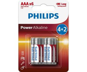 Philips Power Alkaline Pilas Alcalinas AAA LR03 1.5V Pack 6 unidades