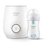 Philips Avent Pack regalo calientabiberones - Calientabiberones Premium y biberón Natural Response, control de temperatura, calienta uniformemente, apagado automático, descongelación suave, SCF358/10