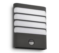 Philips myGarden Raccoon - Aplique, iluminación exterior con sensor de movimiento, LED, luz blanca cálida, IP44, color antracita