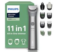 Philips Recortadora todo en uno de 11 en 1 Serie 5000 - Afeitadora y cortapelos hombre para rostro, cabeza y cuerpo, cuchillas de acero autoafilables, 17 longitudes, recargable, MG5951/15