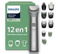 Philips Recortadora todo en uno de 12 en 1 Serie 5000 - Afeitadora y cortapelos hombre para rostro, cabeza y cuerpo, cuchillas de acero autoafilables, 20 longitudes, recargable, MG5952/30