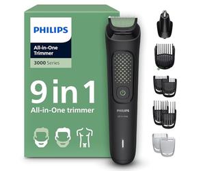 Philips Recortadora Todo En Uno series 3000, Kit 9 en 1, Afeitadora y cortapelos Hombre para Rostro, Pelo y Cuerpo, Barba, Cuchillas Autoafilables suaves con la piel, 10 longitudes, MG3946/15