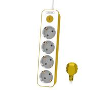 Philips Regleta CHP2145Y/10 - Regleta 3 Tomas de Corriente, Cable 1.5 Metros, Interruptor Principal, Incluye Cierre de Seguridad Automático, Indicador LED de Alimentación - Color Blanco/Amarillo