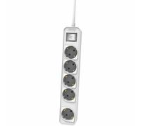 Philips Regleta CHP2154G/10 - Regleta de 5 Enchufes, Cable de 1.5 Metros, Interruptor Principal, Cierre de Seguridad Automático, Indicador LED de Alimentación - Color Blanco