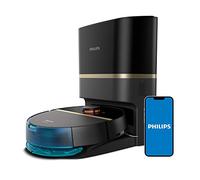 Philips Robot Aspirador y friegasuelos Homerun 7000, succión ultrapotente (5000 Pa), detección de obstáculos pequeños, estación de Vaciado automático, Robot Aspirador, App, Negro (XU7100/01)