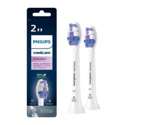 Philips S2 Sensitive - Pack de 2 cabezales blancos de cepillos Sonicare - HX6052/10