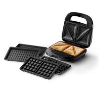 Philips Sandwichera Serie 5000-3 juegos de platos para paninis, sándwiches y gofres, placas antiadherentes para parrilla, cortar y sellar, 750 W de potencia, negro (HD2350/80)