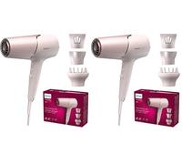 Philips Secador de Pelo Serie 5000, 2300w, con Tecnología ThermoShield, Boquilla UltraEstrecha, Boquilla Estrecha y Disfusor, BHD530/20, Blanco/Rosa (Paquete de 2)
