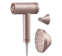 Philips Secador Serie 8000 - con ThermoShield Advanced y motor DC sin cepillo para un secado rápido y cuidado del cuero cabelludo, 1400 W, Rosa Champagne, con boquilla y difusor, modelo BHD837/10