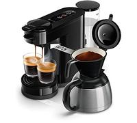 Philips SENSEO® Switch 2 en 1 - Cafetera de Goteo y Monodosis, Depósito de Agua de 1 Litro, Jarra Termica, 7 Tazas en una Sola Pasada, Negro (HD6592/64)