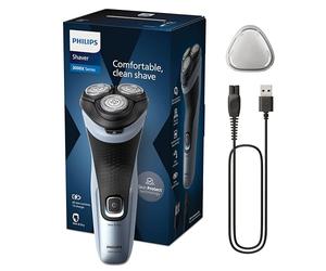 Philips Serie X3000 Afeitadora Eléctrica Hombre, Máquina de Afeitar Barba con Cortapatillas, 27 cuchillas, Cuida la piel, 45min de uso, En Seco y Húmedo, Recargable, X3053/00, Azul