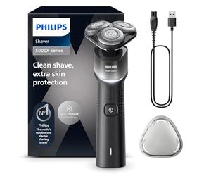 Philips Serie X5000 Afeitadora Eléctrica Hombre, Máquina de Afeitar Barba, 27 cuchillas, Cuida la piel, Cabezal flexible 360º, 50min de uso, En Seco y Húmedo, Recargable, X5004/00, Plata