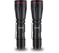 Philips SFL1001P/10 - Linterna LED, 160 Lúmenes, Hasta 5 Horas de Reproducción, Resistente al Agua IPX4, Color Negro (2 Pilas AA Incluidas) (Paquete de 2)