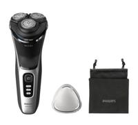 Philips Serie 3000 Afeitadora Eléctrica Hombre, Máquina de Afeitar Barba con Cortapatillas, 27 cuchillas, Cuida la piel, 60min de uso, En Seco y Húmedo, Recargable, Funda, S3241/12, Gris