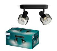 Philips Sleet - Foco LED decorativo (2 luces), bombilla E14 no incluida, Negro, IP20