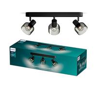 Philips Sleet - Foco LED decorativo (3 luces), bombilla E14 no incluida, Negro, IP20