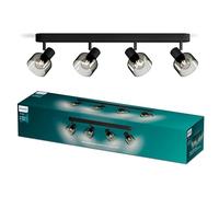 Philips Sleet - Foco LED decorativo (4 luces), bombilla E14 no incluida, Negro, IP20