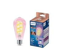 Philips Smart Lighting, Bombilla de Filamento LED RGB ST64 Inteligente, E27, 470 lm, Color y Blanco Ajustable 2200 K-6500 K, Regulable Baja, Connected by WiZ, Alexa, Google Home, Apple Home