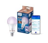 Philips Smart Lighting, Bombilla Inteligente LED RGB A80, E27, 2452 lm, Color y Blanco Ajustable 2200 K-6500 K, Regulable Baja, Connected by WiZ, Alexa, Google Home, Apple Home