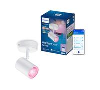 Philips Smart Lighting Foco GU10, 1 Ud., Blanco | Todo Color y Blanca Ajustable 2200 K-6500 K, Plafón, Smart LED, 345 lm, Regulación Baja, Connected by WiZ, Hogar Inteligente
