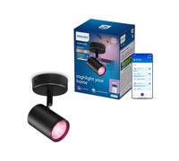 Philips Smart Lighting Foco GU10, 1 Ud., Negro | Todo Color y Blanca Ajustable 2200 K-6500 K, Plafón, Smart LED, 345 lm, Regulación Baja, Connected by WiZ, Hogar Inteligente