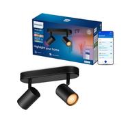 Philips Smart Lighting Foco GU10, 2 Uds., Negro | Color y Blanca Ajustable 2200 K-6500 K, Plafón, Smart LED, 345 lm x2, Regulable Baja, Connected by WiZ, Hogar Inteligente