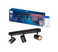 Philips Smart Lighting Foco GU10, 3 Uds., Negro | Color y Blanca Ajustable 2200 K-6500 K, Plafón, Smart LED, 345 lm x3, Regulable Baja, Connected by WiZ, Hogar Inteligente