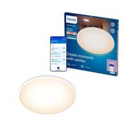 Philips Smart Lighting SuperSlim Plafón LED, Diseño Delgado, Luz Blanca Ajustable 2700 K a 6500 K, Regulable, Fácil Instalación, Connected by WiZ, Alexa, Google Home, Apple Home, blanco, 1 Ud.
