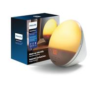 Philips SmartSleep Wake-up Light - Luz de cabecera y despertador con USB, Simulación del amanecer de colores, 20 niveles de brillo, 7 sonidos naturales, Función de luz nocturna, Modelo HF3532/01