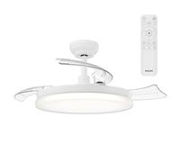 Philips Solr Lámpara de Techo con Ventilador de Aspas Retráctiles con LED, 3 Aspas, 106 Cm, 4500 Lúmenes, Luz Blanca Tres Tonos (2700 K/4000 K/5500 K), Regulable al 10%, Mando a Distancia, Blanco