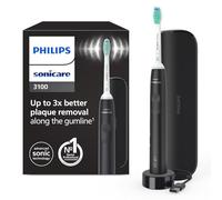 Philips Sonicare 3100, cepillo dental eléctrico, sónico, sensor de presión y temporizador, estuche de viaje, negro, HX3673/14, Negro