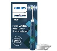 Philips Sonicare 4100, cepillo dental eléctrico, sónico con dos modos, sensor de presión y temporizador, azul Malibú prismático, modelo HX3689/42, Azul