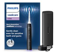 Philips Sonicare 6100 cepillo dental eléctrico, sónico, 2 modos de cepillado, 3 niveles de intensidad, alerta de presión, EasyStart, SmarTimer, negro, HX7401/07 [Nueva Tecnología]