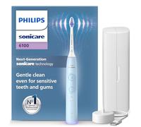 Philips Sonicare 6100 cepillo dental eléctrico, sónico, 2 modos de cepillado, 3 niveles de intensidad, alerta de presión, EasyStart, SmarTimer, azul claro, HX7406/02 [Nueva Tecnología]