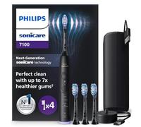 Philips Sonicare 7100 cepillo dental eléctrico, sónico con 4 modos de cepillado y 3 niveles de intensidad, alerta de presión, EasyStart, SmarTimer, negro, HX7421/08 [Nueva Tecnología]