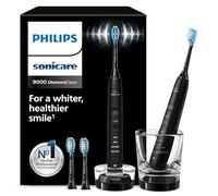 Philips Sonicare DiamondClean 9000, cepillo dental eléctrico, paquete doble, cepillo dental sónico con aplicación, sensor de presión, vaso de carga, negro, modelo HX9914/63