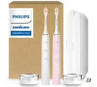 Philips Sonicare DiamondClean HX9912/72 - Juego de cepillos de dientes eléctricos conectados, 2 cepillos de dientes sónicos, 2 fundas de viaje de carga, 2 cabezales de cepillo A3, 12 ajustes de