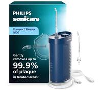 Philips Sonicare Flosser Compact Flosser 1000 - Hilo dental portátil, 3 | 99.9% de eliminación de placa¹, 3 modos de hilo dental, boquillas giratorias de 360°, batería de 14 días, IPX7 impermeable