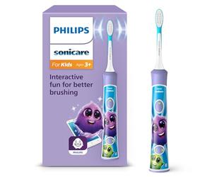Philips Sonicare For Kids, brosse à dents électrique sonique avec appli, pour enfants de 3 ans et plus, avec KidTimer et KidPacer pour un brossage minutieux, violet, modèle HX6322/12