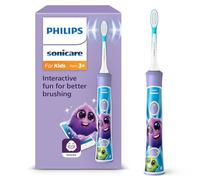 Philips Sonicare For Kids, cepillo de dientes eléctrico sónico con app, para niños de +3 años, con SmarTimer y QuadPacer para una limpieza completa, color morado, modelo HX6322/12