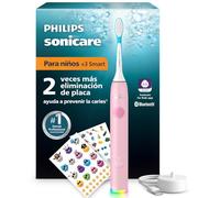 Philips Sonicare for Kids Cepillo eléctrico para niños - Cepillo de dientes sónico con app, a partir de 3 años, 2 modos suaves, temporizador de 2 minutos, 2 cabezales (estándar/mini), rosa, HX6600/11